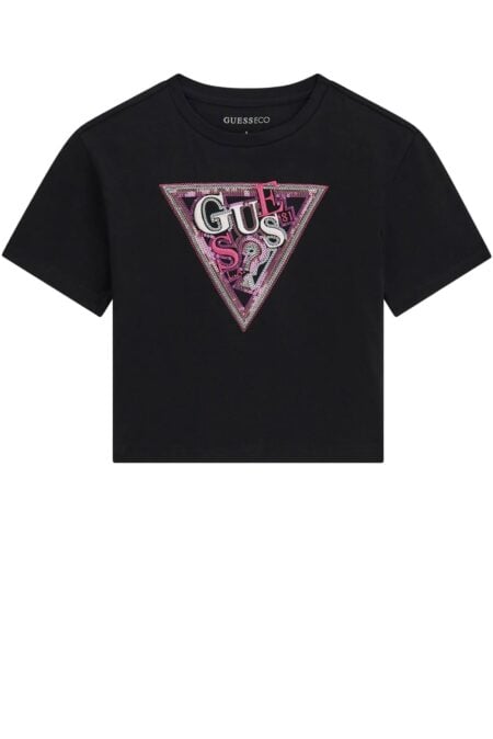 Guess Παιδική Κοντομάνικη Μπλούζα Με Παγιέτες Midi Girl (J6GI24K6YW4-JBLK)