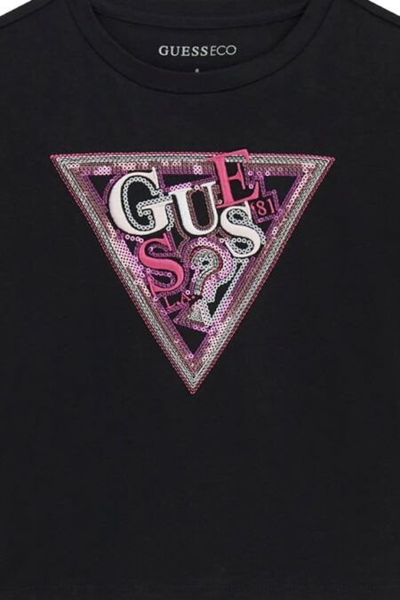 Guess Παιδική Κοντομάνικη Μπλούζα Με Παγιέτες Midi Girl (J6GI24K6YW4-JBLK)