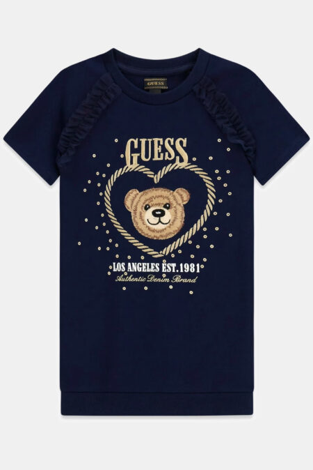 Guess Παιδικό Φόρεμα Κοντομάνικο Μπλε Bear (K6RK01KAUH0-G7HR)