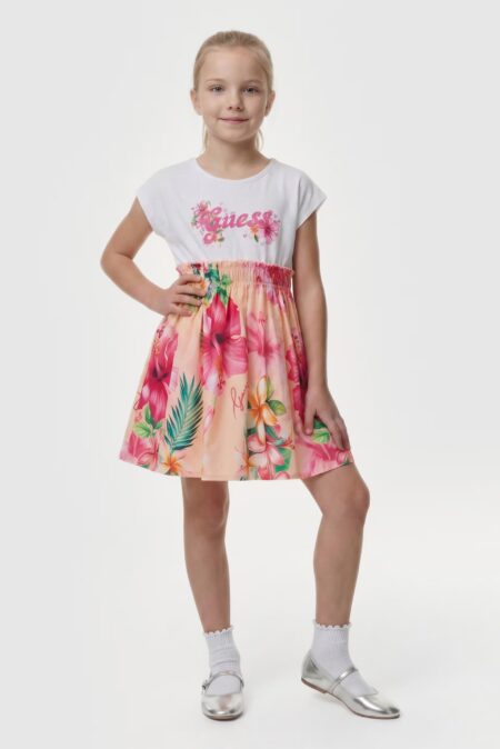 Guess Παιδικό Φόρεμα Με Λογότυπο Glitter Mixed Fabric Dress Girl (K6GK05K6YW0-P9LB)