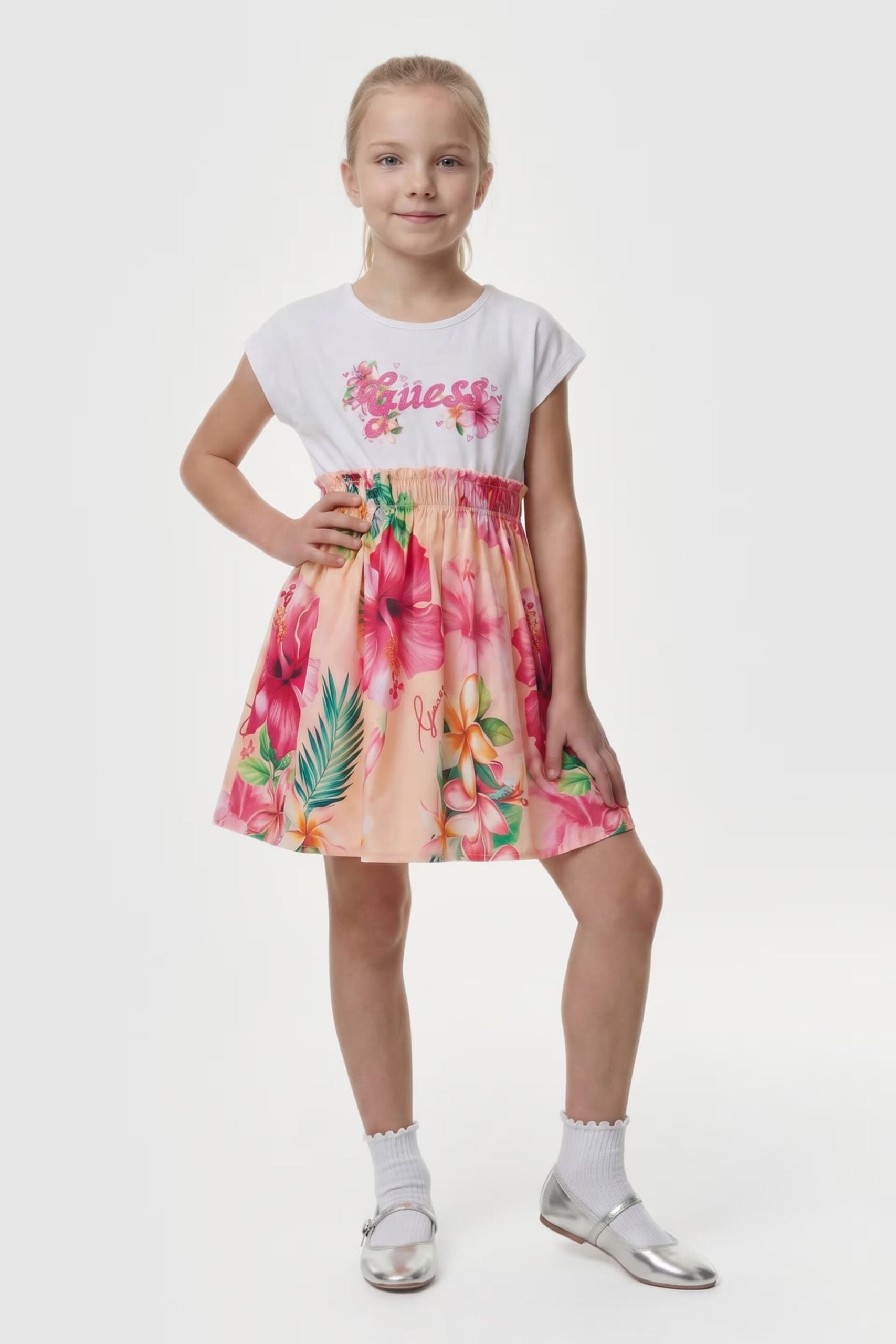 Guess Παιδικό Φόρεμα Με Λογότυπο Glitter Mixed Fabric Dress Girl (K6GK05K6YW0-P9LB)