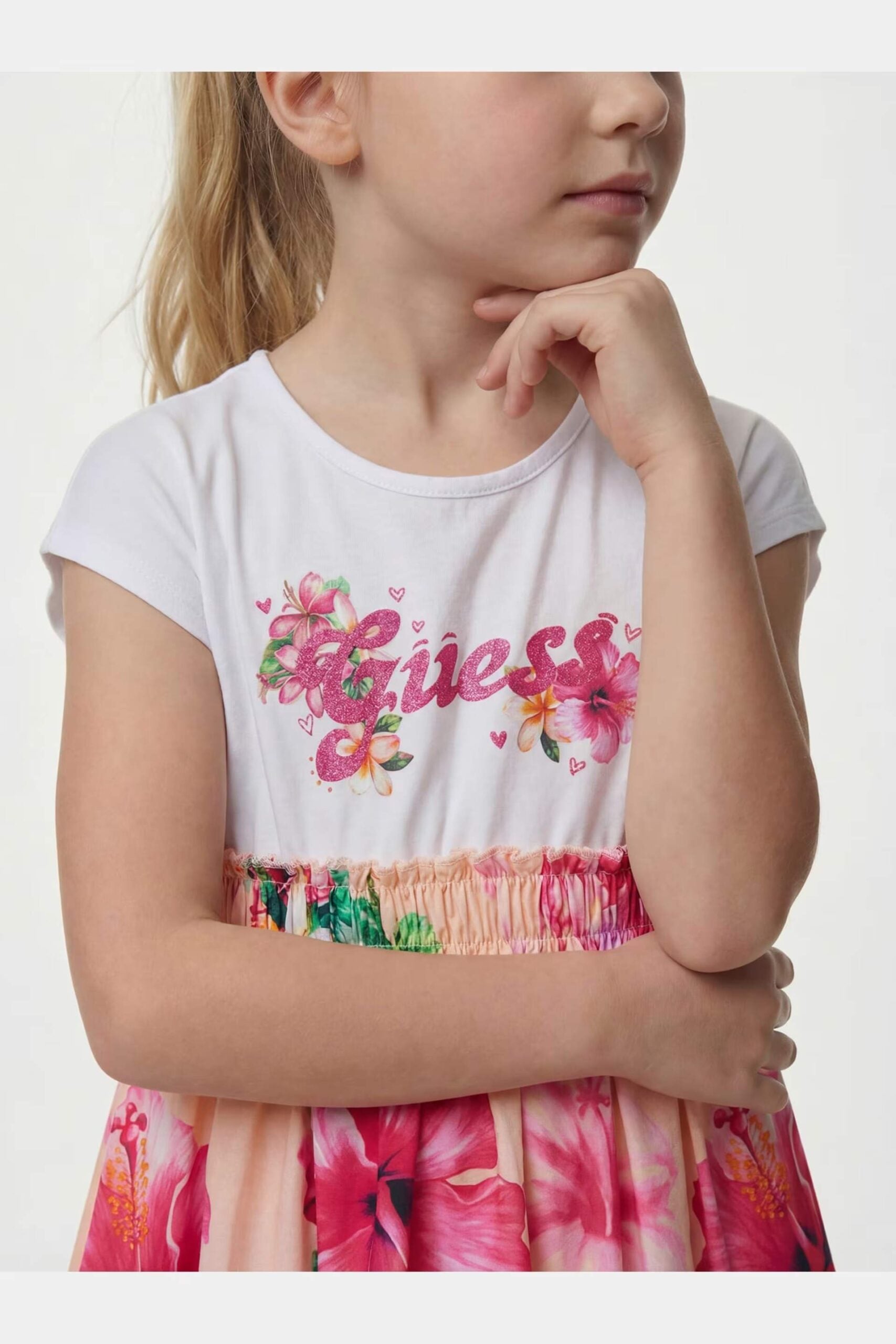 Guess Παιδικό Φόρεμα Με Λογότυπο Glitter Mixed Fabric Dress Girl (K6GK05K6YW0-P9LB)