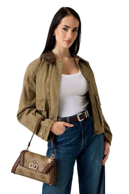 Guess Γυναικεία Τσάντα Ώμου Και Χειρός Karnilla Logo Flap Shoulder (HWOS9901190-LGW)