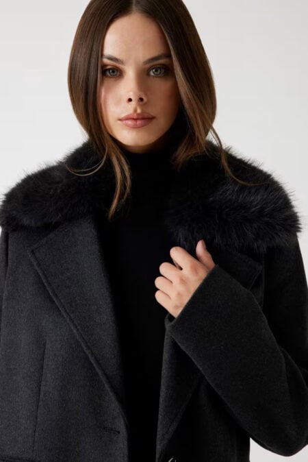 Guess Γυναικείο Παλτό Karole Fur Collar Coat (W5BL19W2642-H901)