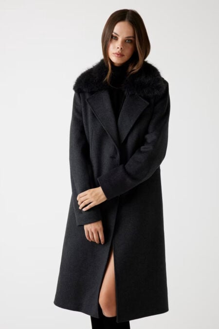 Guess Γυναικείο Παλτό Karole Fur Collar Coat (W5BL19W2642-H901)