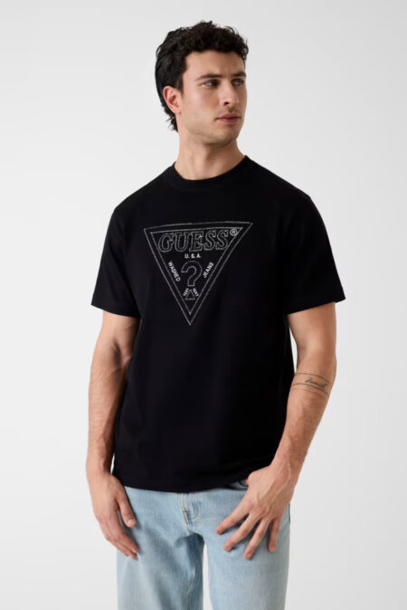 Guess Αντρική Κοντομάνικη Μπλούζα Triangle Stitchings (M6GI15K3008-JBLK)